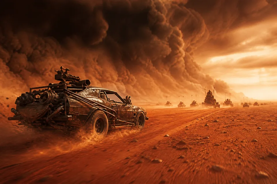 Desert road action artwork